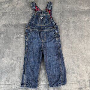Vintage OshKosh B'Gosh 24 Month Jean Bibs Overalls Flannel Lined Cotton Plaid